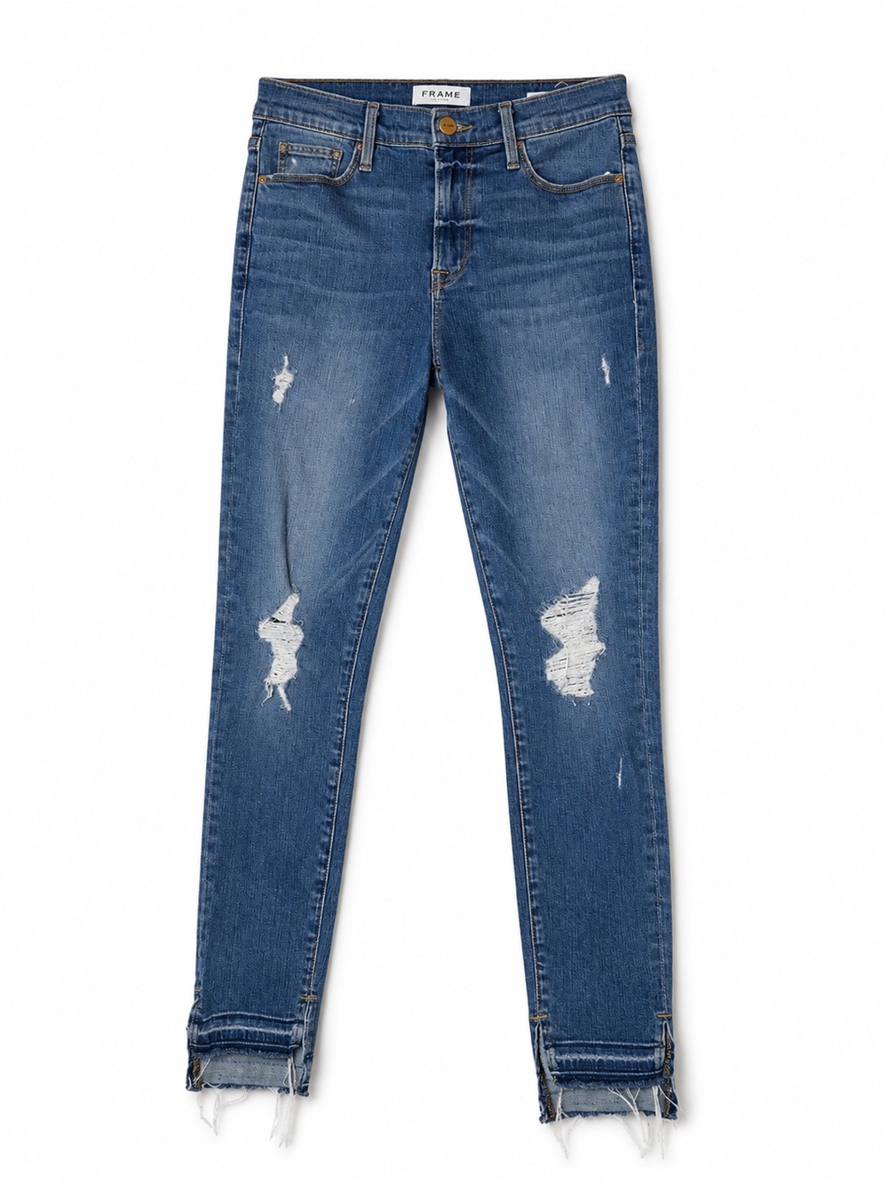 FRAME Distressed Le High Skinny Jeans